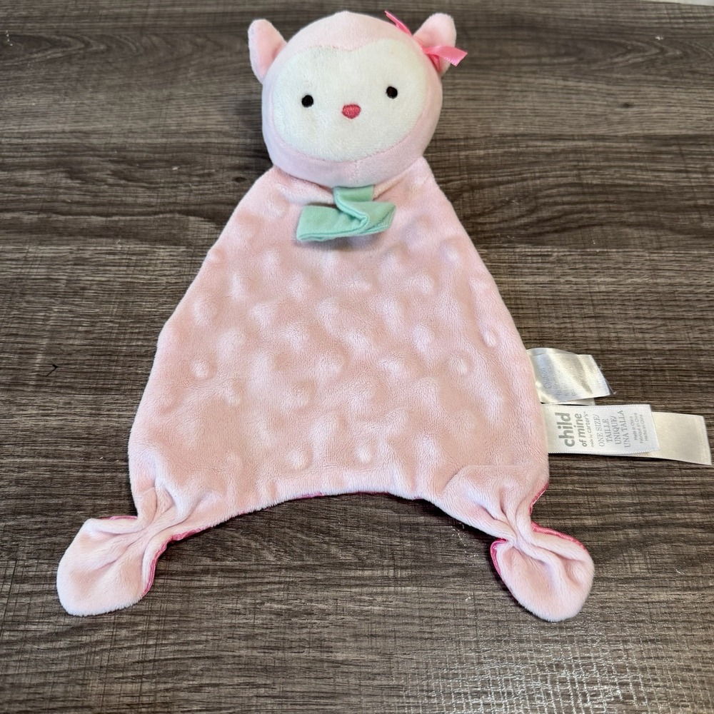 Child of Mine Carters Owl Lovey Baby Blanket Pink Pacifier Holder Rattle Toy